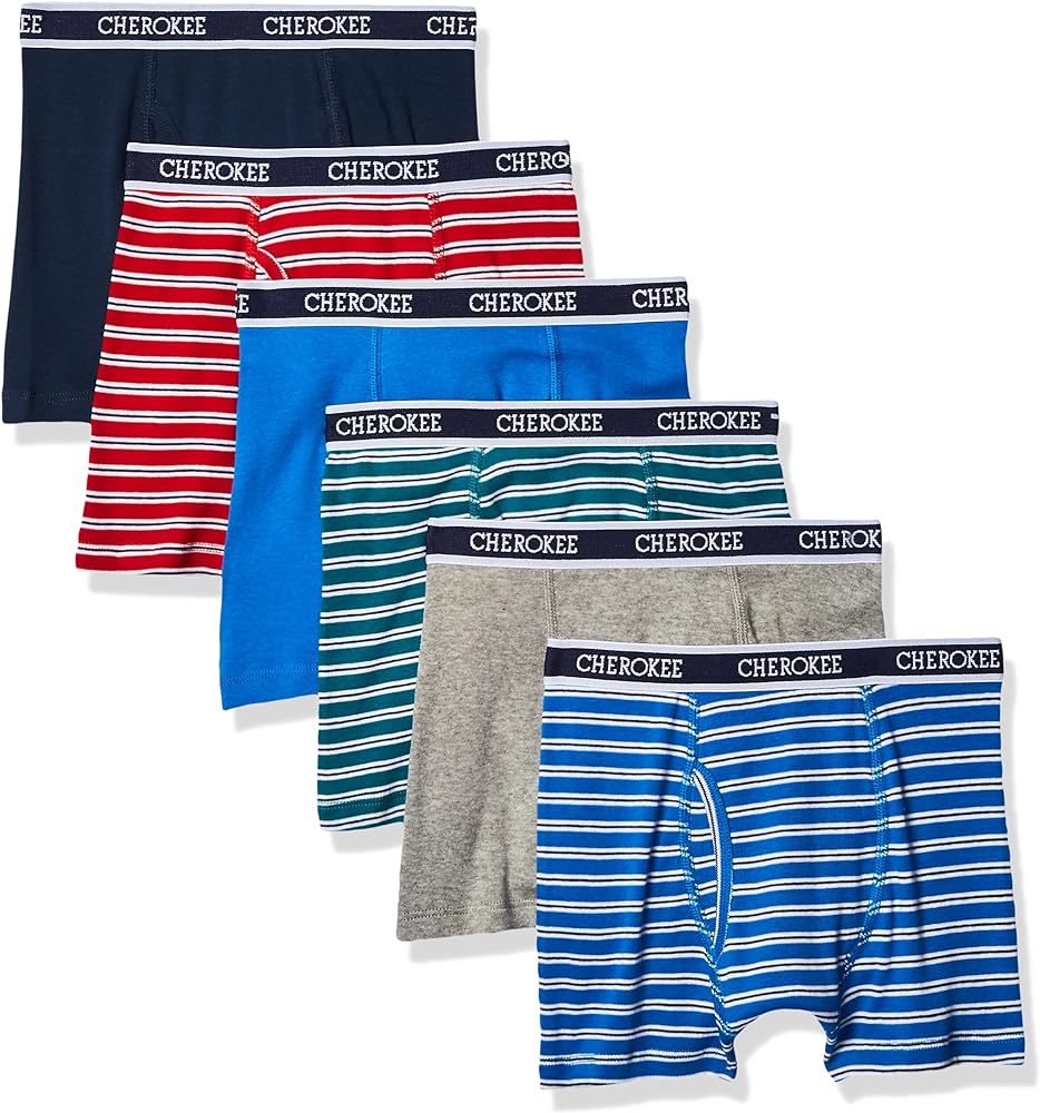 CHEROKEE Boys' Little 6-Pack Tag-Free Cotton Performance Boxer Brief Underwear