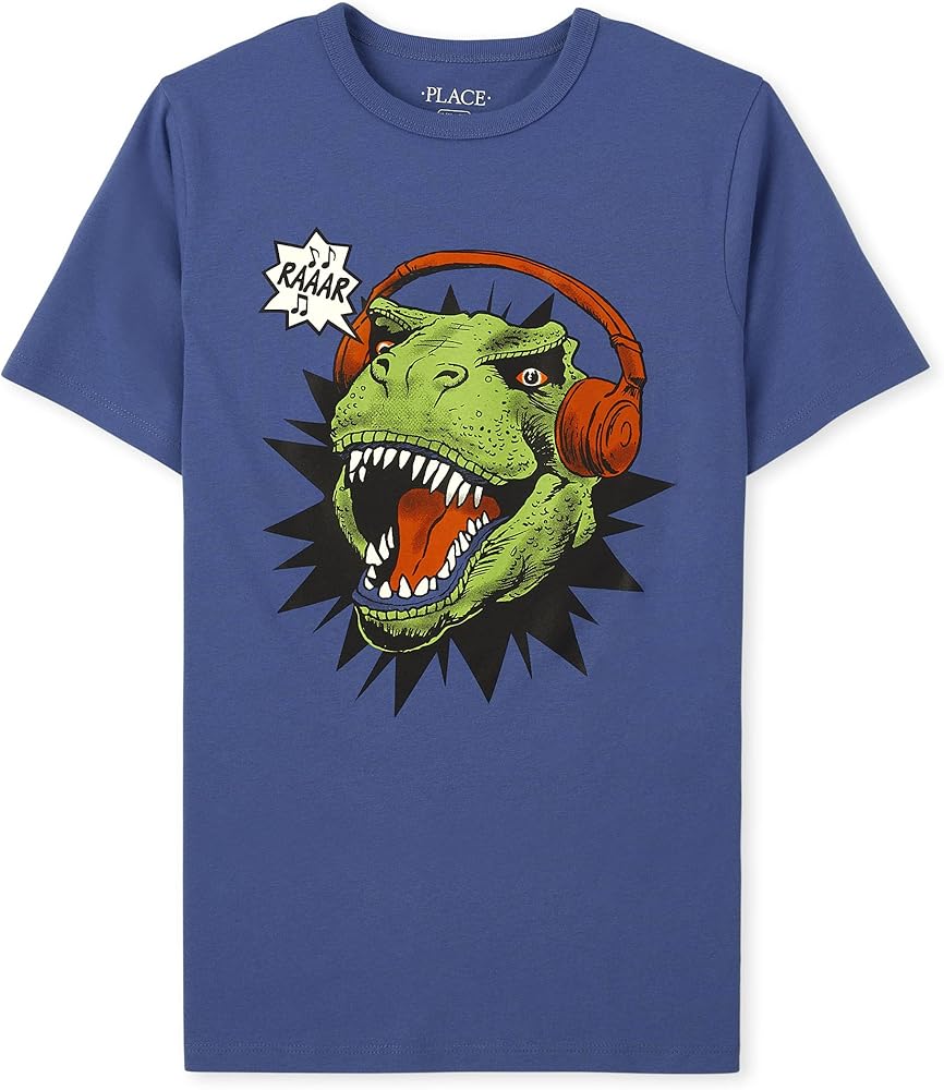 The Children's Place baby boys Geometric Dino Short Sleeve Graphic T shirt