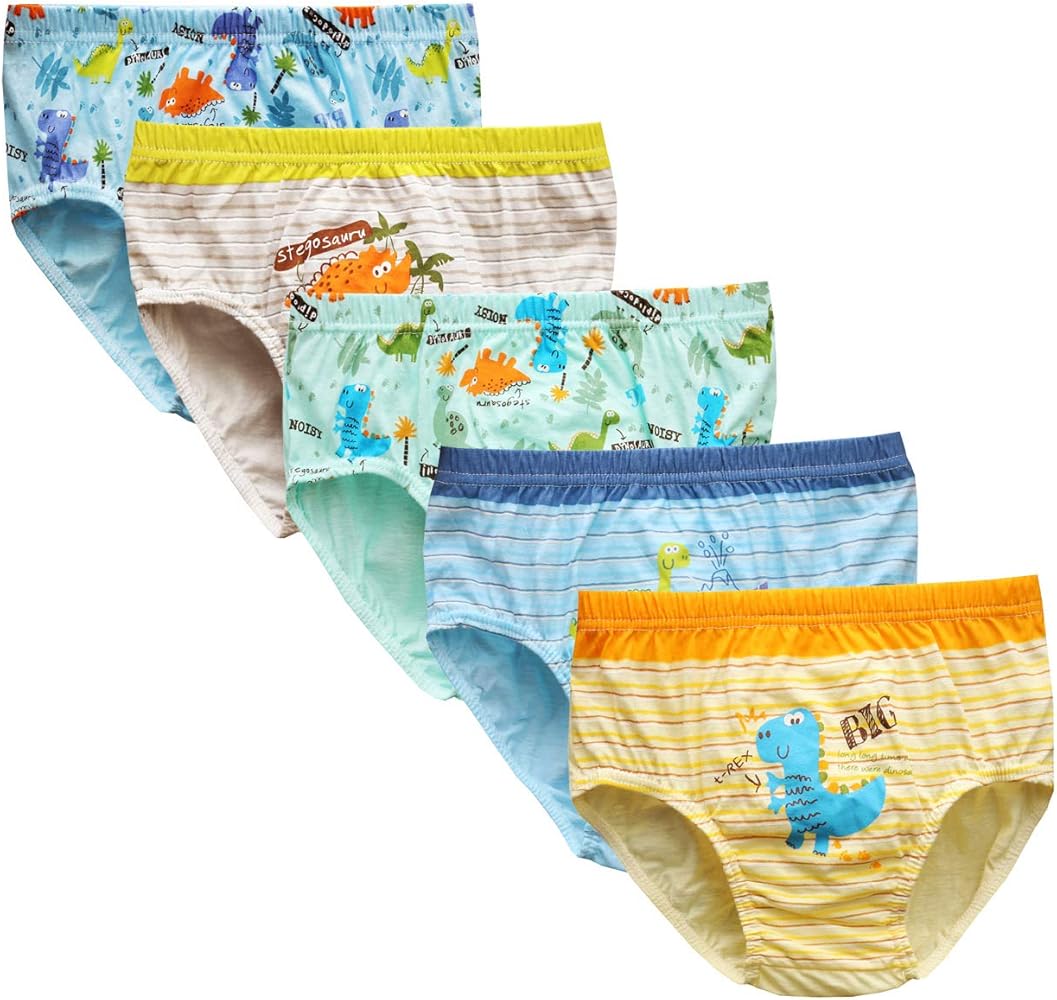 CHUNG Toddlers Little Boys 2-9Y Cotton Briefs Underwear Pack of 5/6 Car Dinosaur