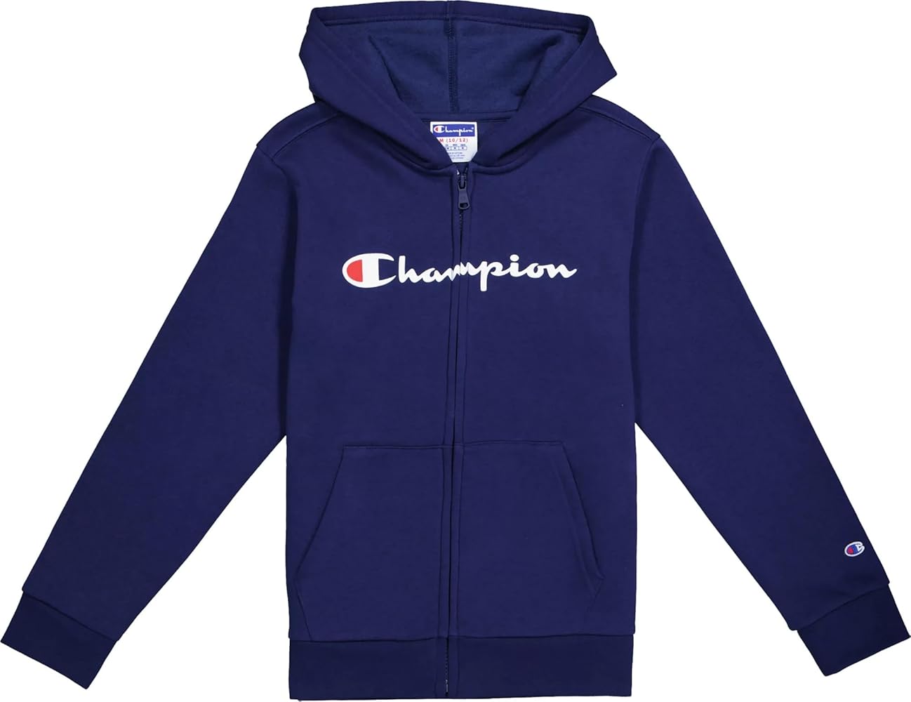 Champion Boys' Long-Sleeve Powerblend Front Full-Zip Hoodie (US, Alpha, Small, Regular, Athletic Navy)