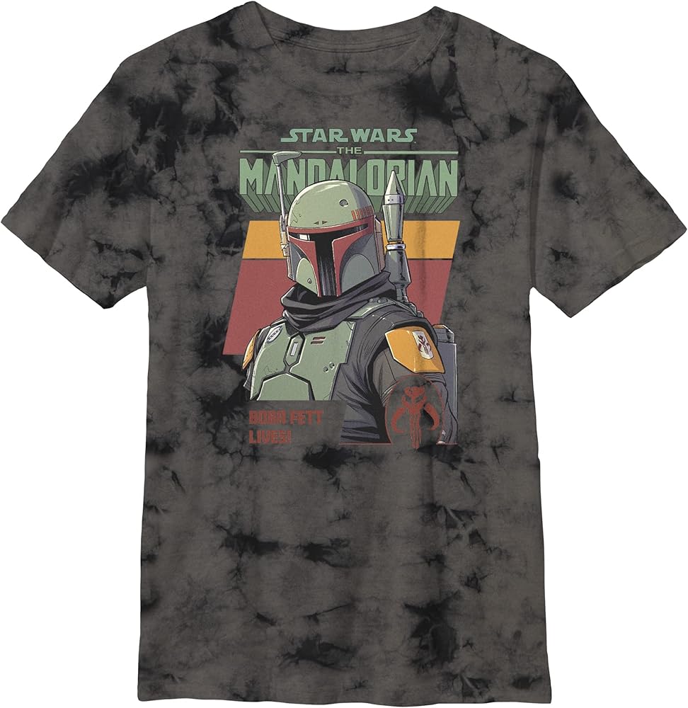 STAR WARS Boys' The Mandalorian Boba Fett Bounty Hunter Poster T-Shirt