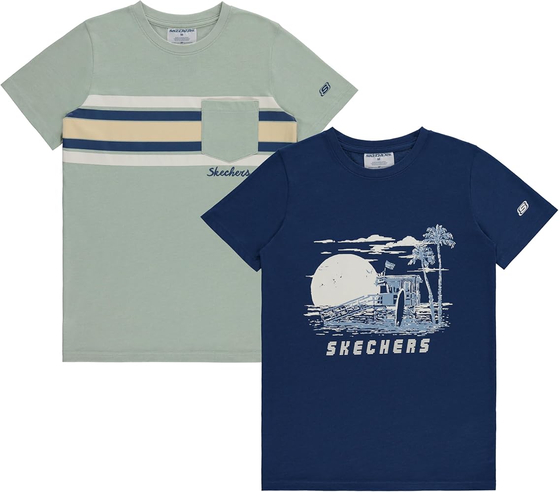 Skechers Boys 2 Pack Tee Shirts Active Athletic Tops for Boys