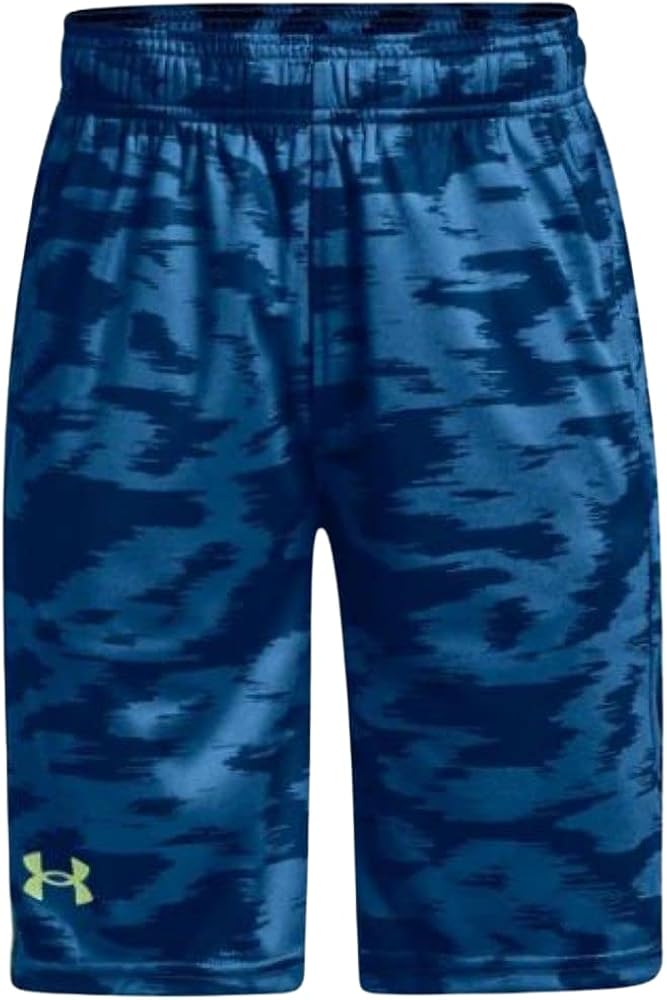 Under Armour Boys' UA Velocity Shorts (as1, alpha, l, regular, Photon Blue/Lime Fizz - 406, Large)