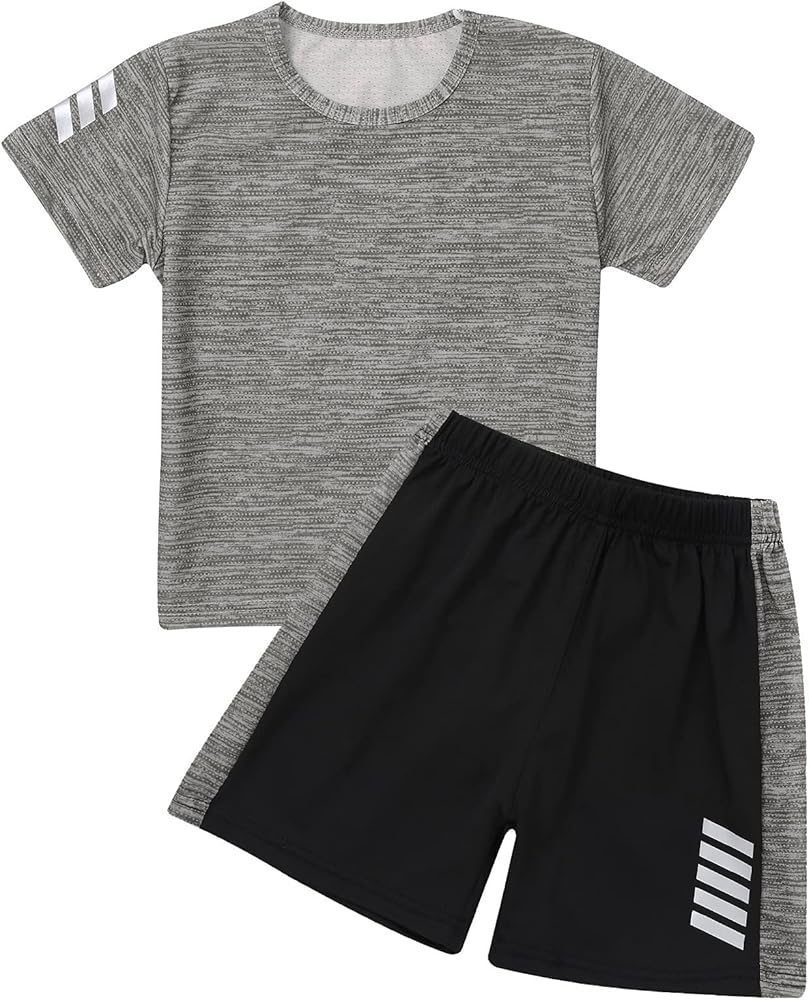 Boys' Sports Suit Short Sleeve T-Shirt Tops with Shorts Summer Quick-drying Clothing Set Jogging Football Tracksuit