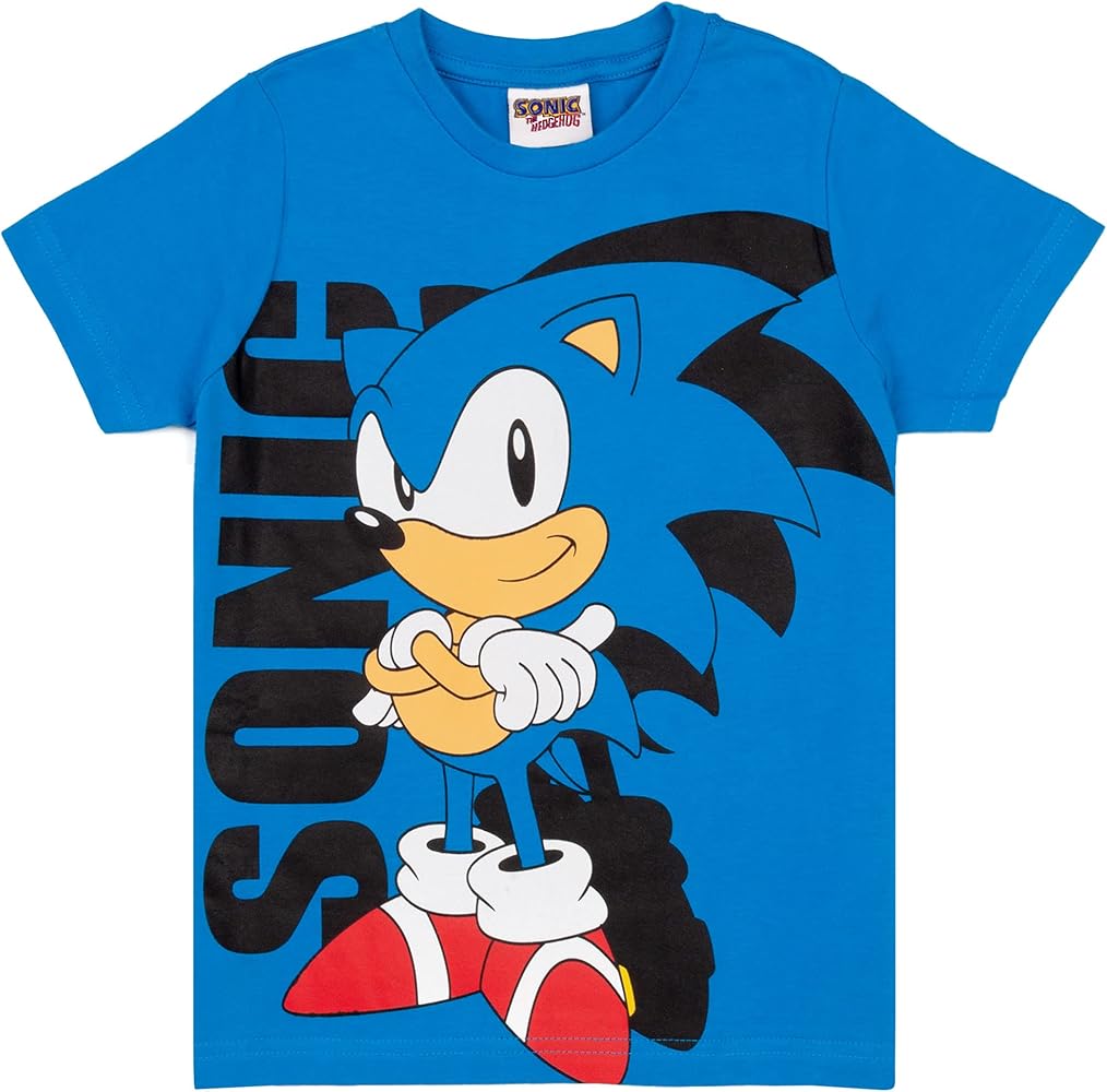 Sonic The Hedgehog T Shirt Boys Blue Supersonic Game Kids Top