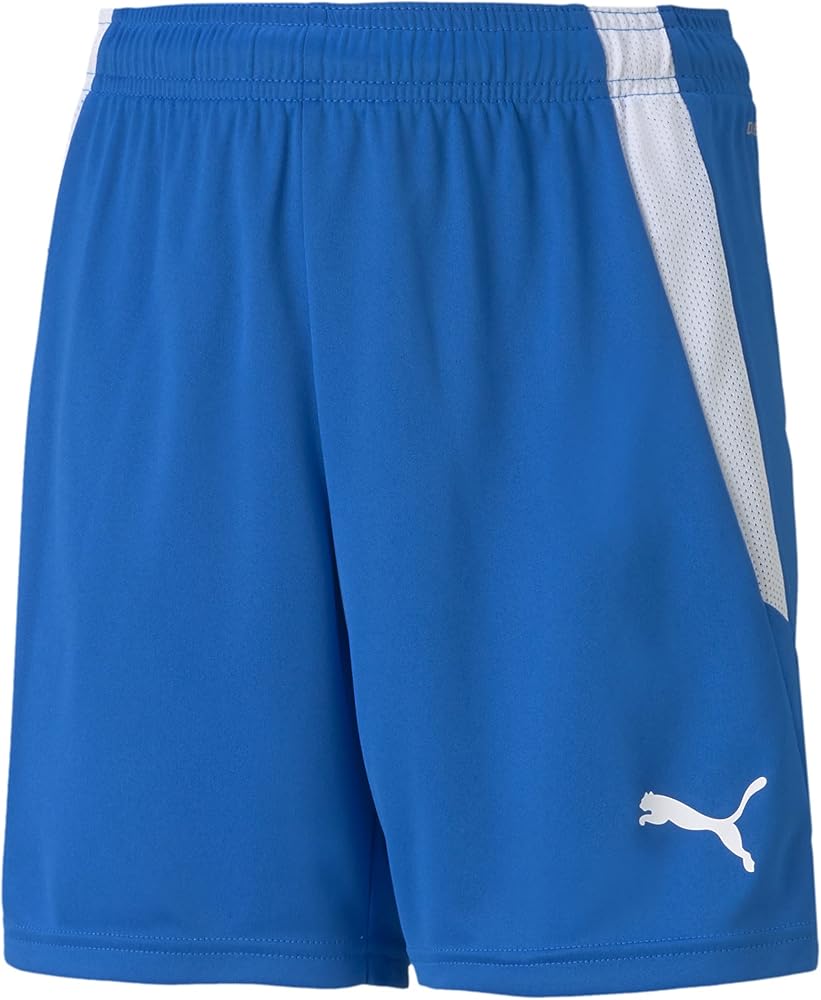 PUMA unisex child Teamliga Shorts, Electric Blue Lemonade-puma Black, X-Large US