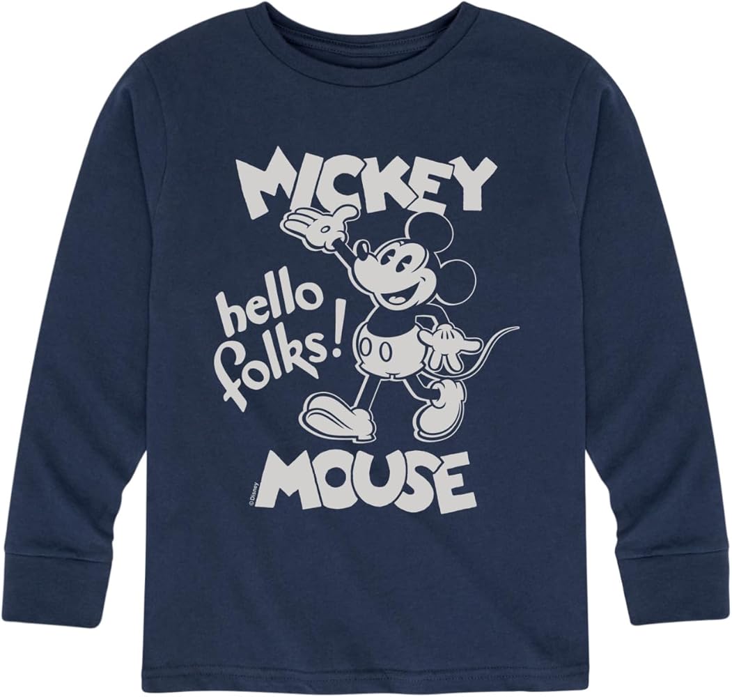 Disney Mickey & Friends - Mickey Mouse Hello Folks - Toddler and Youth Long Sleeve Graphic T-Shirt