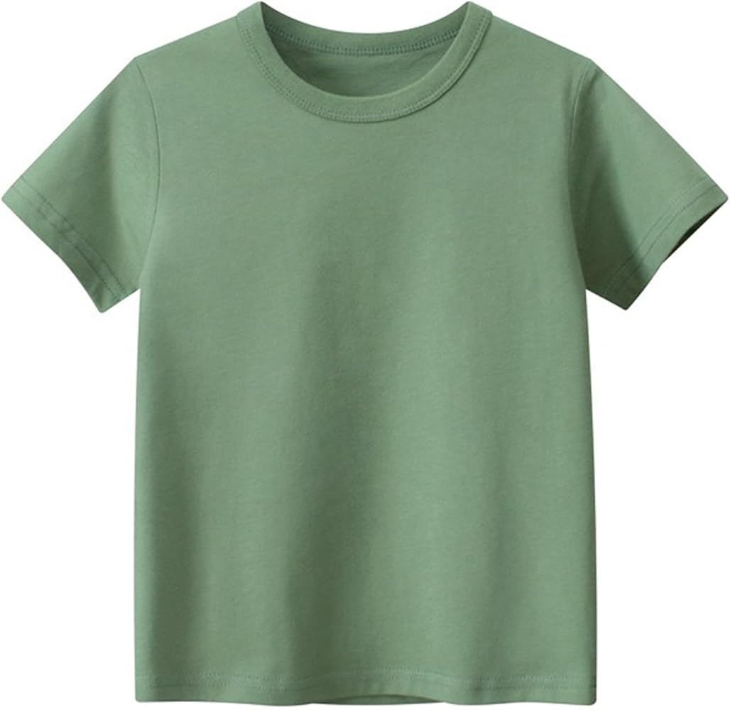 Boys Girls Short Sleeve Plain Shirts Toddler Cotton T-Shirts Tank Tops Crewneck Casual Summer Tee Tops Size 1-6 Years