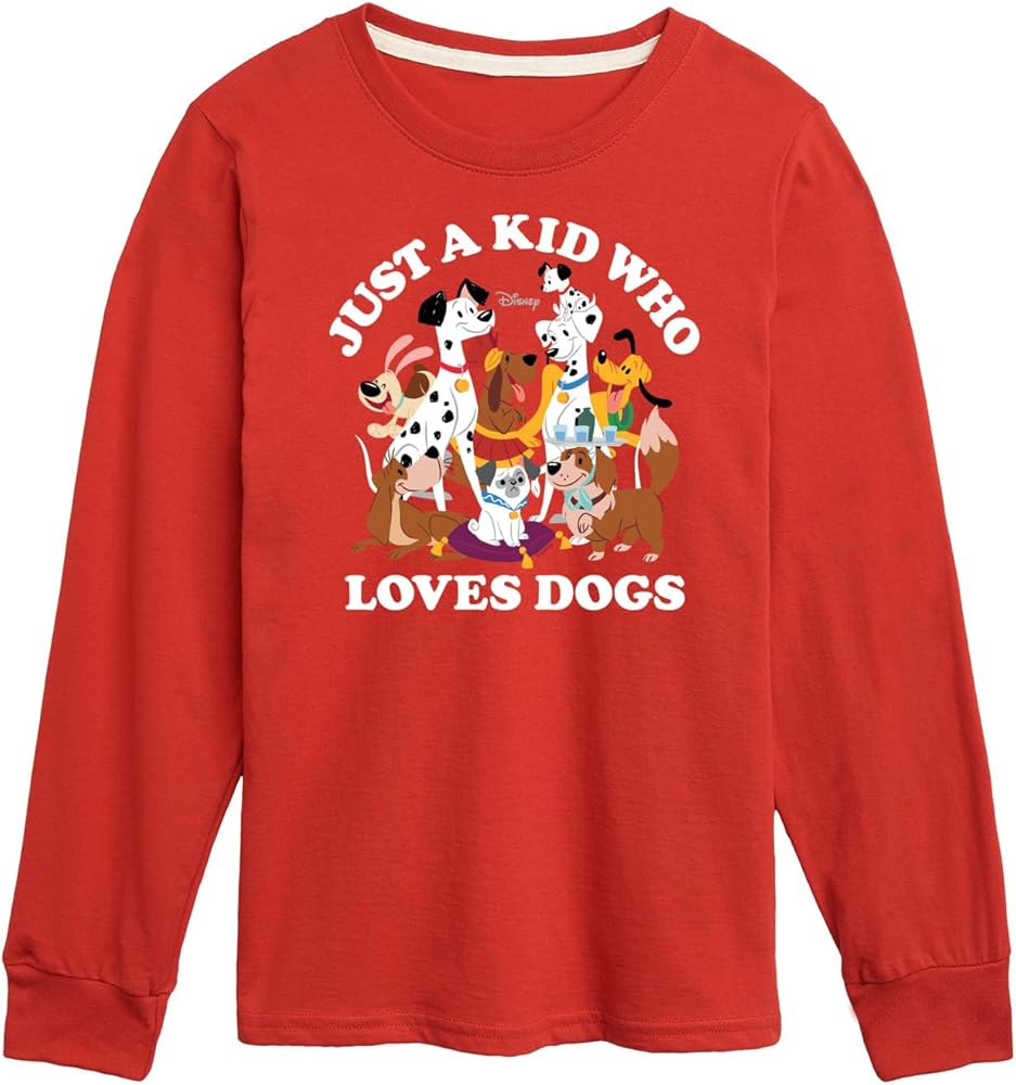 Disney Classics - Cats & Dogs - Just A Kid Who Loves Dogs - Toddler and Youth Long Sleeve Graphic T-Shirt