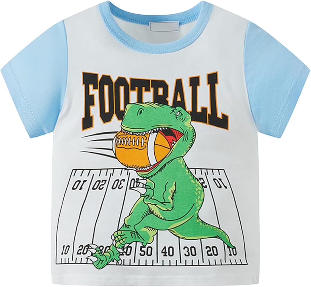 Summer Toddler Boys Short Sleeve Dinosaur Letter Prints T Shirt Tops Shirts for Boys Size 9