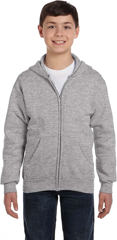 Hanes Big Boys' Comfortblend EcoSmart Full-Zip Hoodie _Light Steel_L