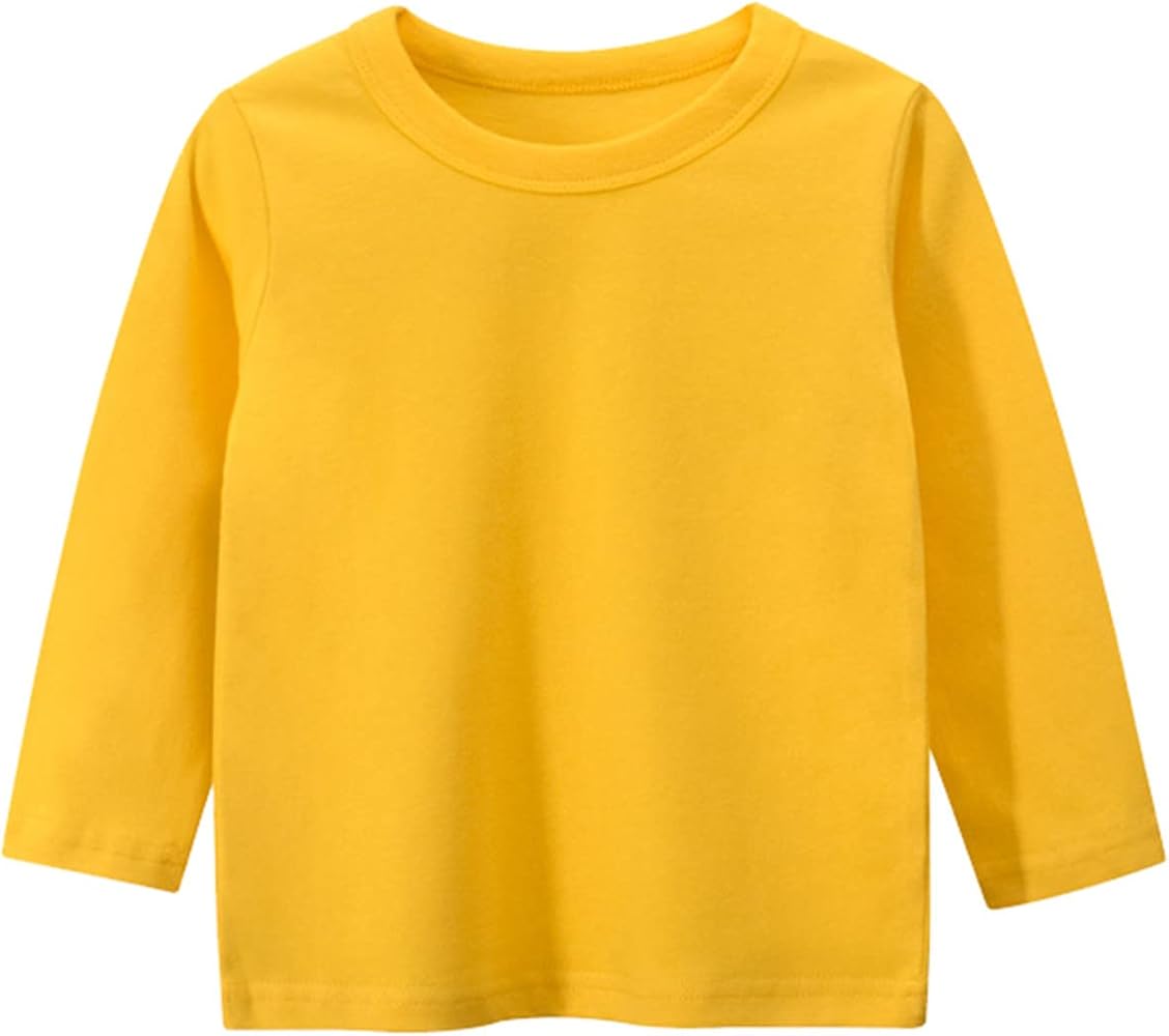 Toddler Kids Girls Boys Long Sleeve Basic T Shirt Casual Tees Shirt Tops Solid Color Toddler Western Shirt