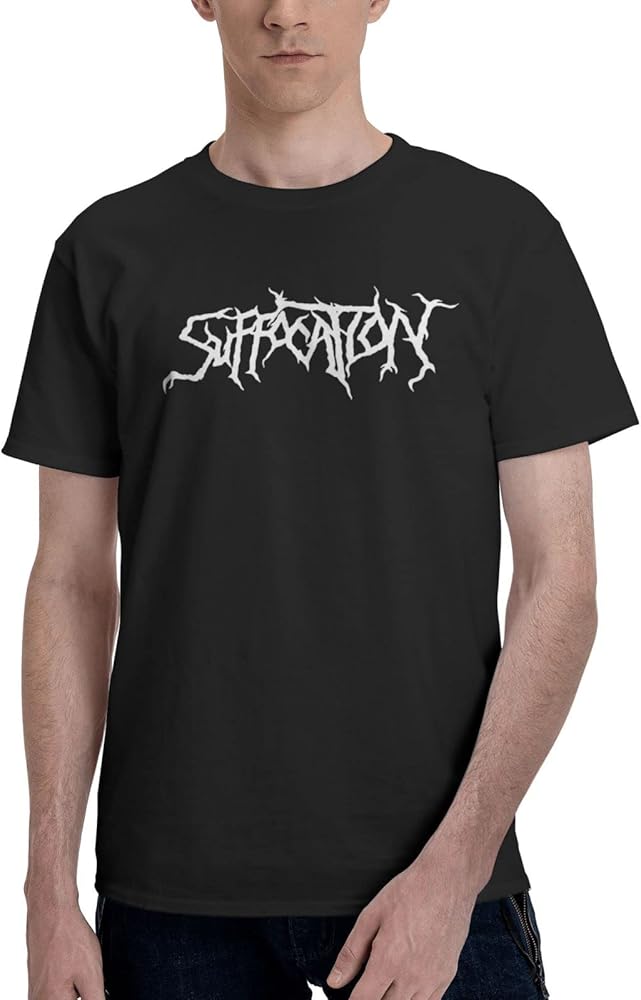 Suffocation Logo T Shirt Mens Summer Comfortable Fit Soft Short Sleeve Crew Neck Basic Tee Tops