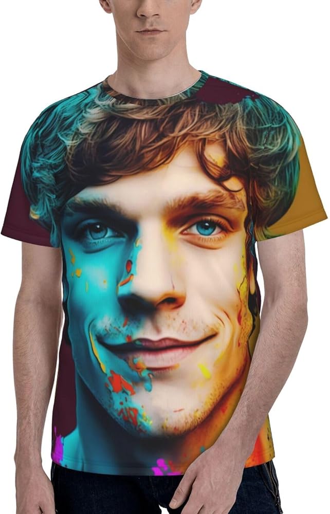 Evan Peters T Shirt Mens Summer Comfortable Fit Soft Short Sleeve Crew Neck Basic Tee Tops