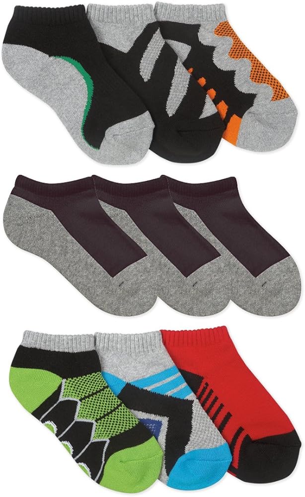 Jefferies Socks Boys Sport Pattern Low Cut Athletic School Socks 9 Pair Pack