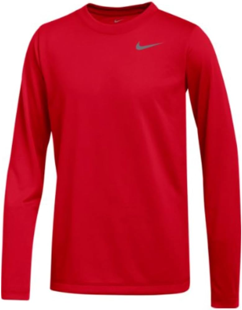 Nike Boys Legend Long Sleeve Athletic T-Shirt (US, Alpha, Medium, Regular, Red)