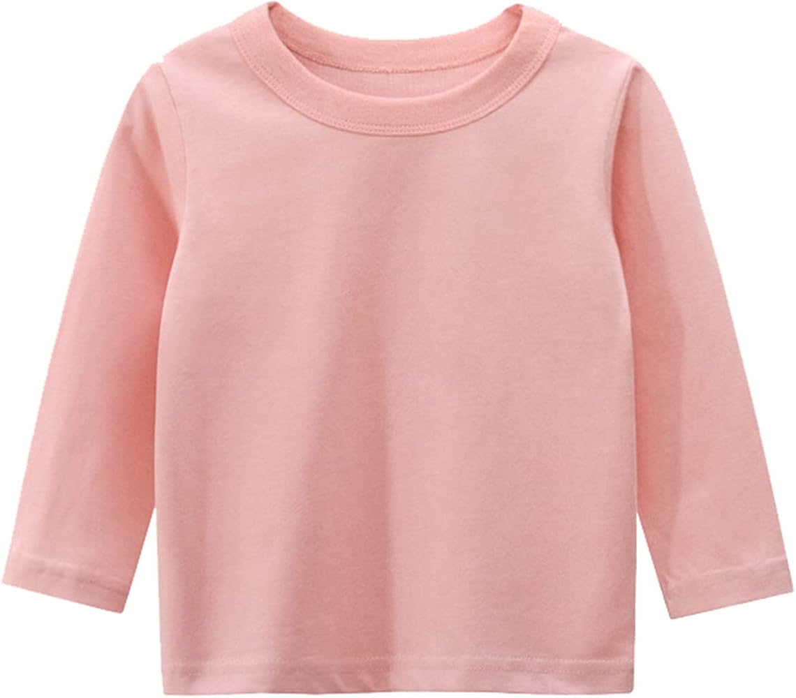 Toddler Kids Girls Boys Long Sleeve Basic T Shirt Casual Tees Shirt Tops Solid Color Toddler Western Shirt