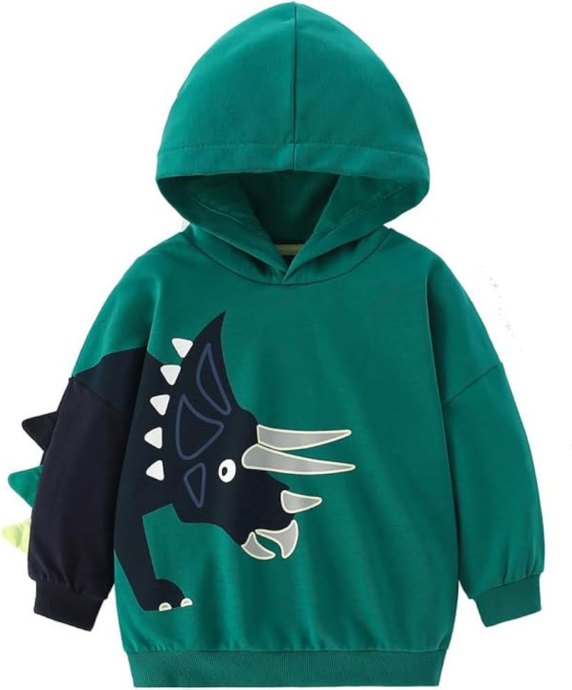 DDSOL Toddler Baby Boy Pullover Hoodie Sweatshirt Cartoon Dinosaur Long Sleeve Tops Shark Shirt