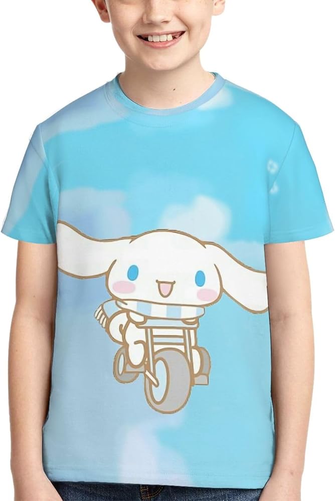 Cinnamoroll Boys Girls T-Shirts Novelty Unisex Teens Graphic Tee 3D Printed Short Sleeve Top Shirts Small