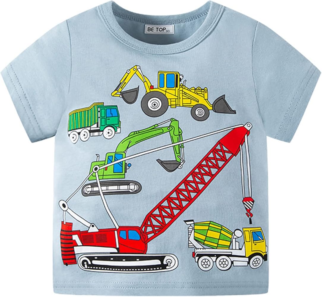 Toddler Kids Baby Boys Girls Cartoon Cars Summer Short Sleeve Crewneck T Shirts Tops Tee Clothes Boy Basketball Short