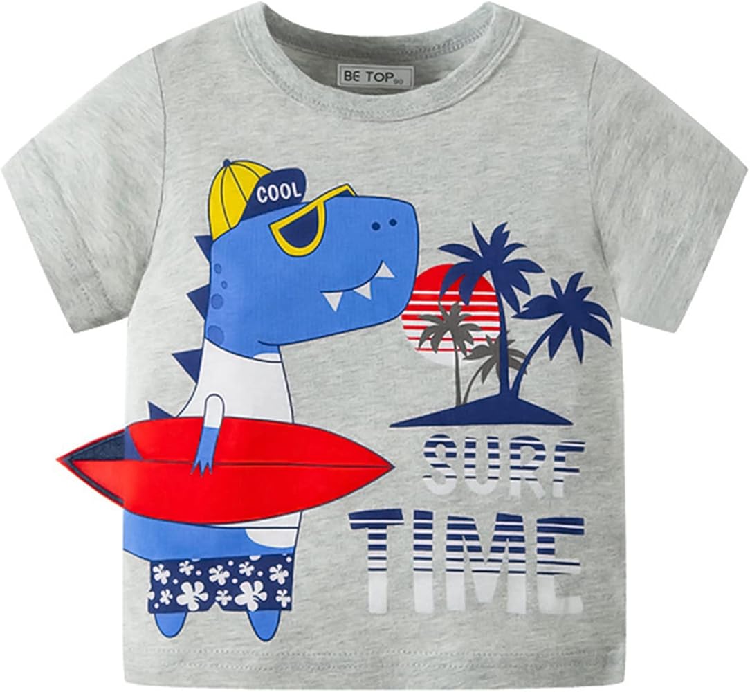 Thermal Top Baby Boys Girls Summer Cartoon Dinosaur Short Sleeve Crewneck T Shirts Tops Tee Clothes for Children