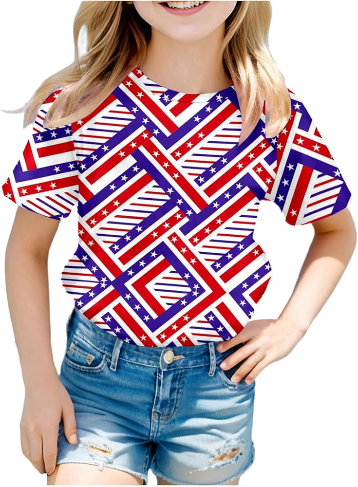 Toddler Boy Girl Fourth Of July Shirt Stars Striped Funny T-Shirt Fashion Short Sleeve Crewneck Independence Day Tops Tees 3-10 Years ,Toddler Boy 4Th Of July Shirt,Boys 4Th Of July Shirt Size 12