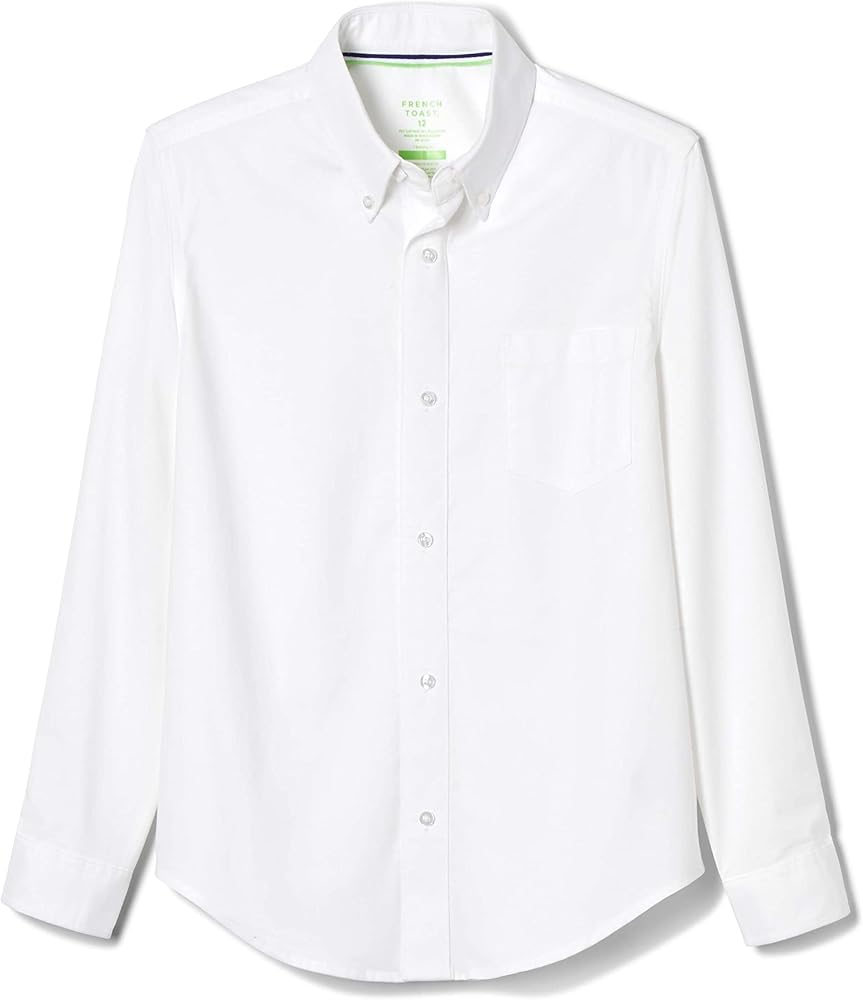 French Toast Kids' Adaptive Long Sleeve Oxford Shirt with Hidden Hook and Loop Placket and Cuffs