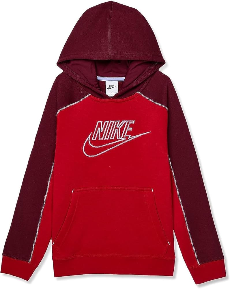 Nike Big Kids Boys' Amplify Sportswear Pullover Hoodie (Gym Red/Dark Beetroot, XS, X-Small)