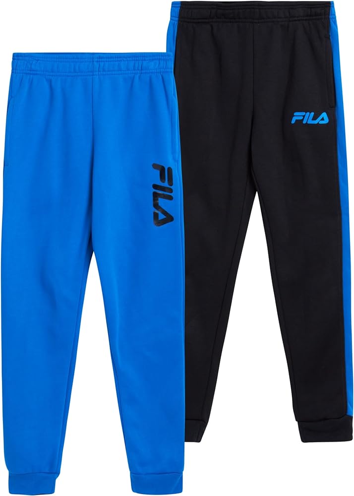 Fila Boys Active Sweatpants - 2 Pack Athletic Performance Fleece Jogger Sweatpants - Activewear Pants for Boys, S-XL