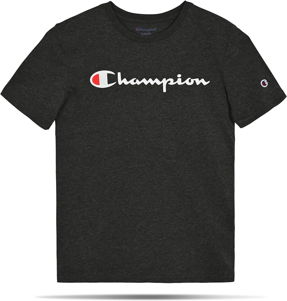 Champion Boys T-Shirt, Kids' T-Shirt For Boys, Lightweight Tee for Kids, Script & Print