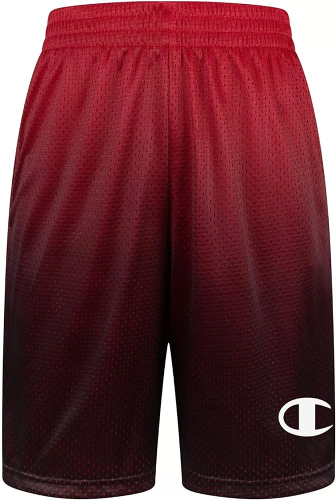 Champion Big Boys Pull-On Performance Mesh Athletic Shorts, Ombre Scarlet/Black, Medium