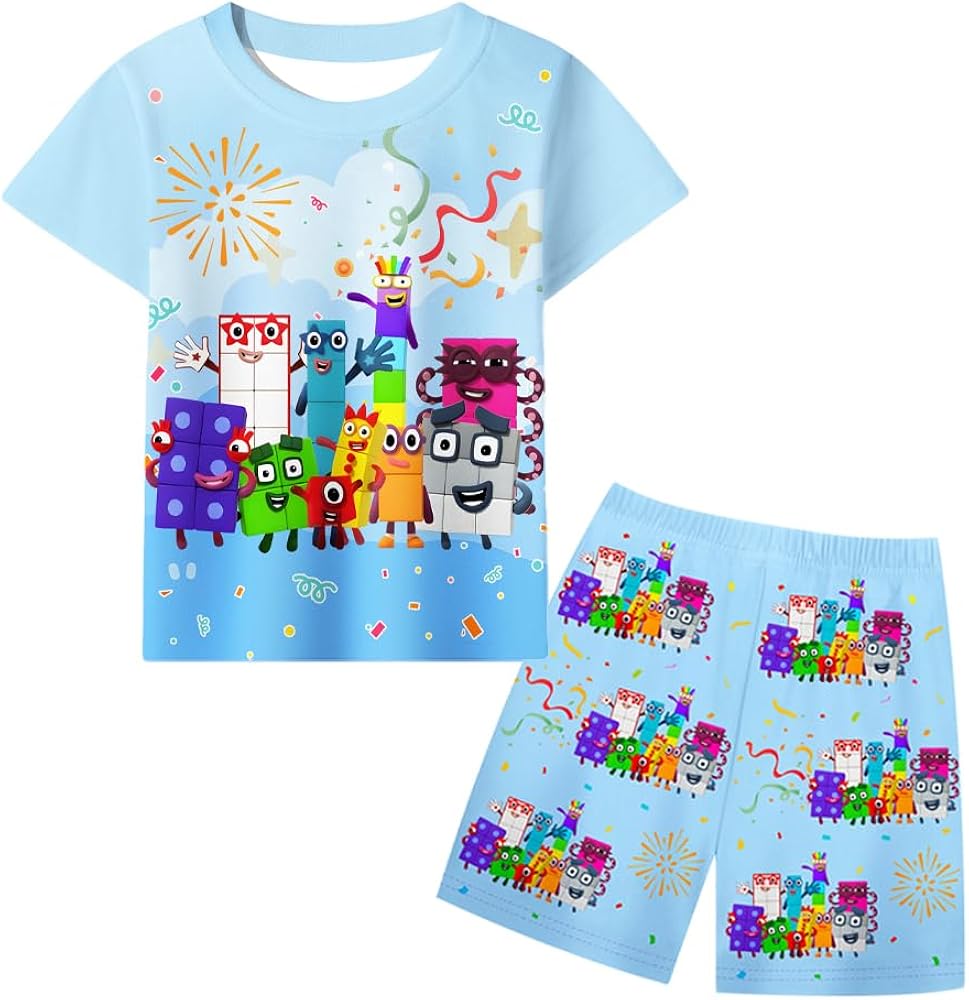 COTO Toddler Boys Cartoon Short Set Kids Graphic T Shirt with Short Clothes Set