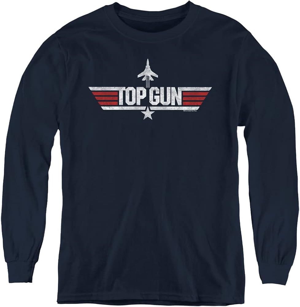 LOGOVISION Top Gun Logo White Youth Long Sleeve T Shirt