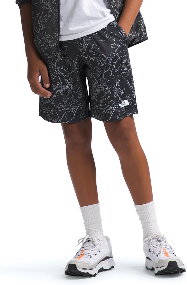 THE NORTH FACE Boys' Never Stop Knit Training Short, Asphalt Grey Bouldering Guide Print, X-Large