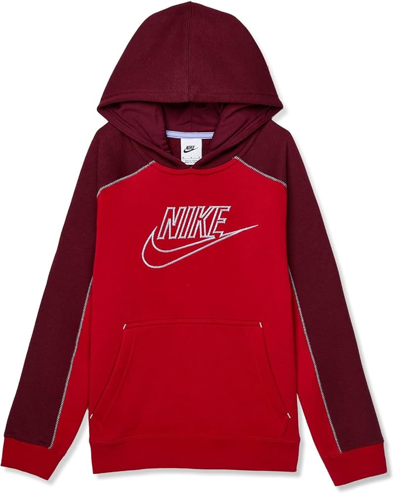 Nike Boy's NSW Amplify Pullover Hoodie (Little Kids/Big Kids) Gym Red/Dark Beetroot/Light Thistle XL (18-20 Big Kid)