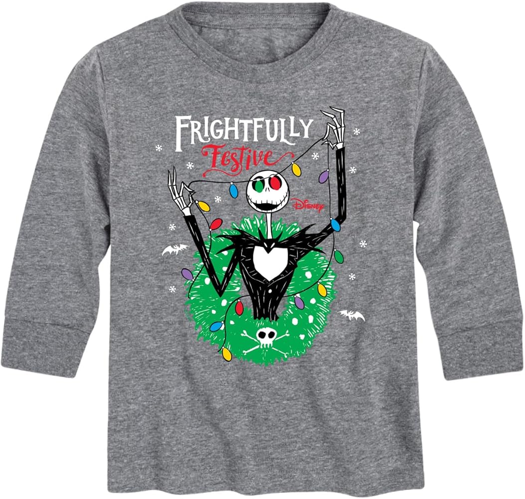 Disney The Nightmare Before Christmas - Frightfully Festive Wreath - Toddler and Youth Long Sleeve Graphic T-Shirt