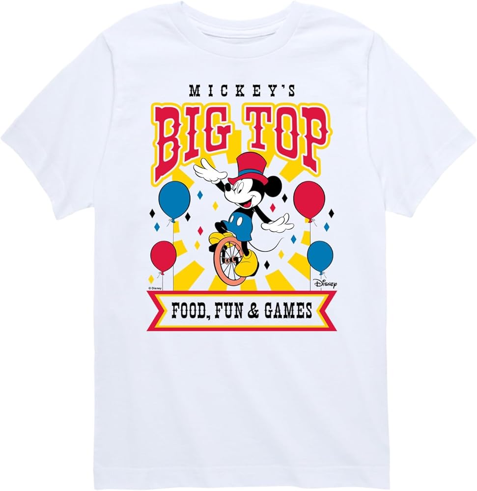 Disney - Birthday - Mickey's Big Top Food, Fun, & Games - Toddler & Youth Short Sleeve Graphic T-Shirt