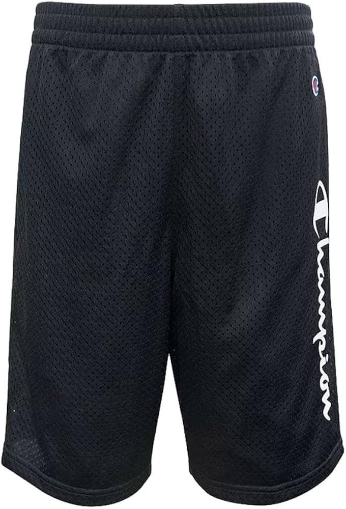 Champion Boys Heritage Script Mesh Short (Medium,Black/White Script)