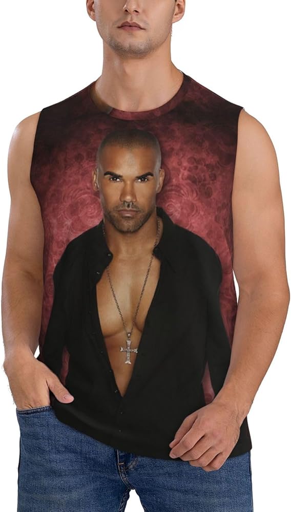 Shemar Moore Tank Top Mens Summer Casual Novelty Polyester Sleeveless Tee Shirts for Men