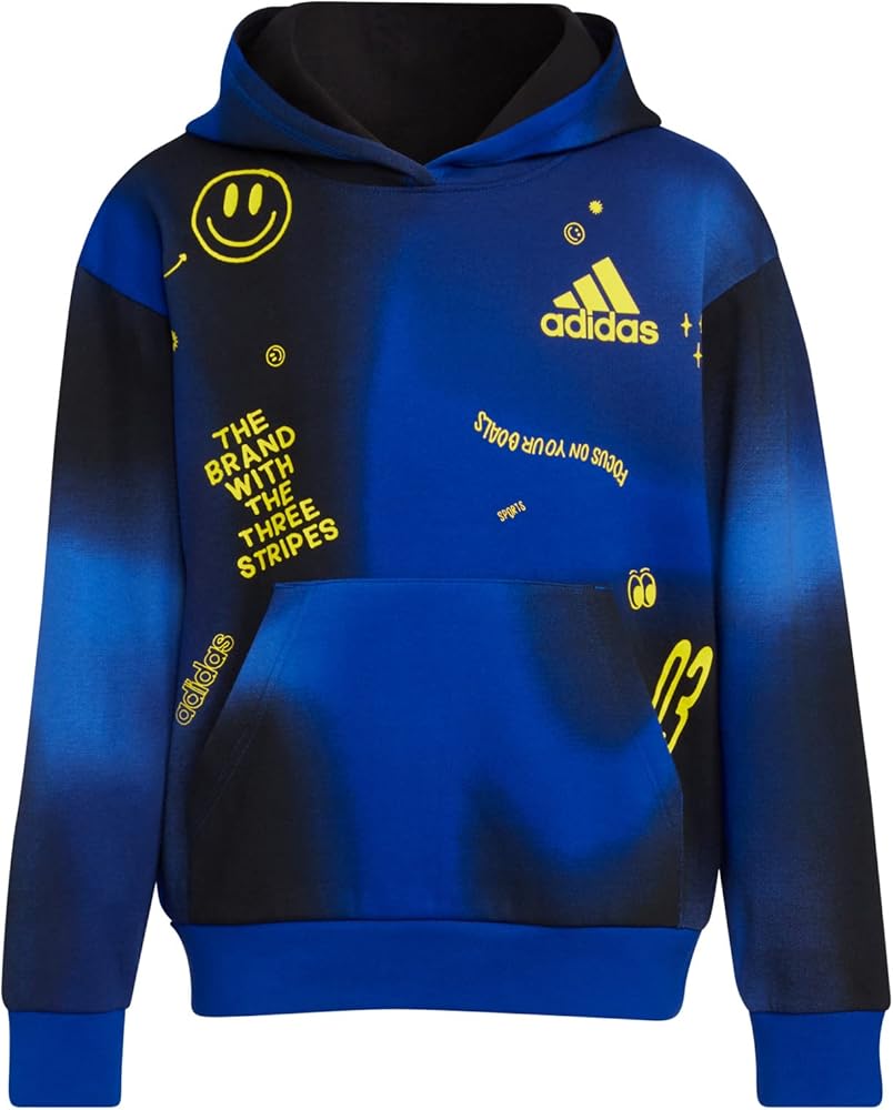 adidas Boys Long Sleeve Optimist Allover Print Hooded Pullover