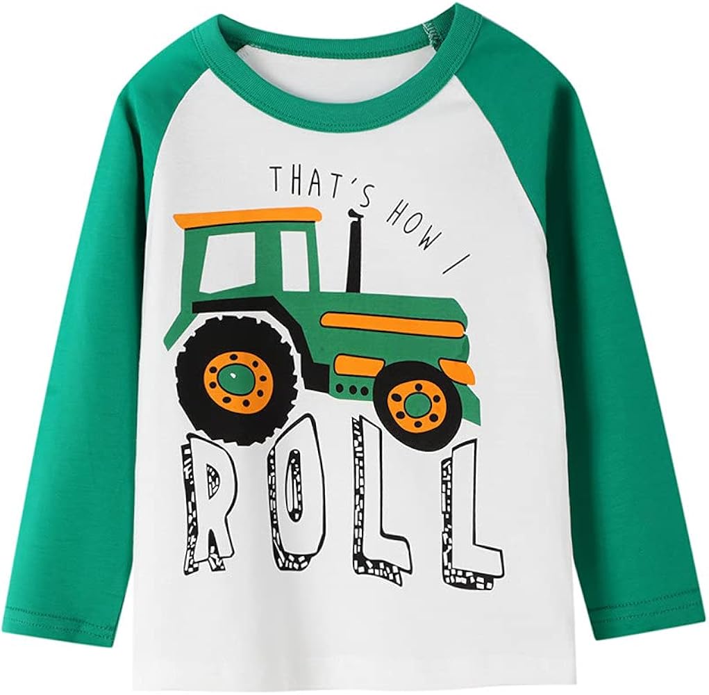 Baby Boys Shirts Kids Boys Cartoon Print Long Sleeve Tops Tees Shirts Cotton Casual T-Shirts