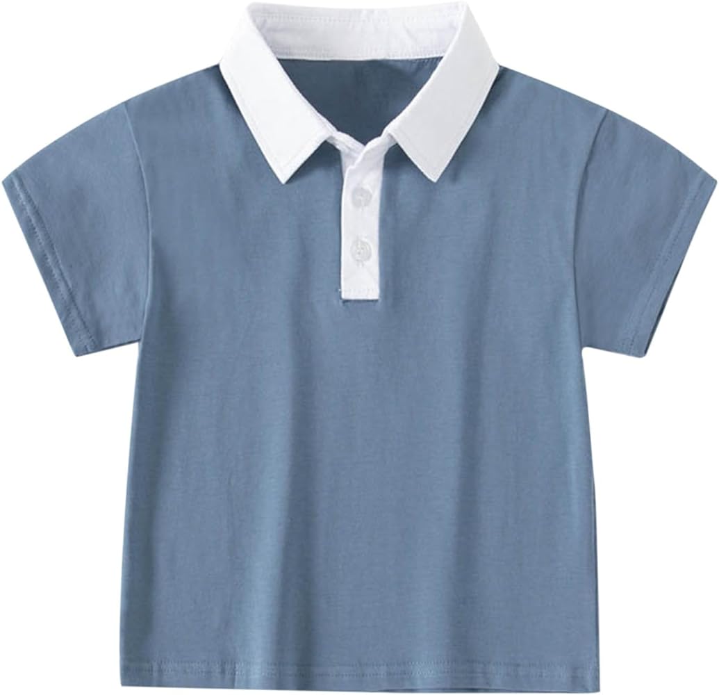 Children's Short Sleeved T Shirt Stand up Collar Solid Color Top Casual Going out for Boys or Girls Kid Shirt Boy