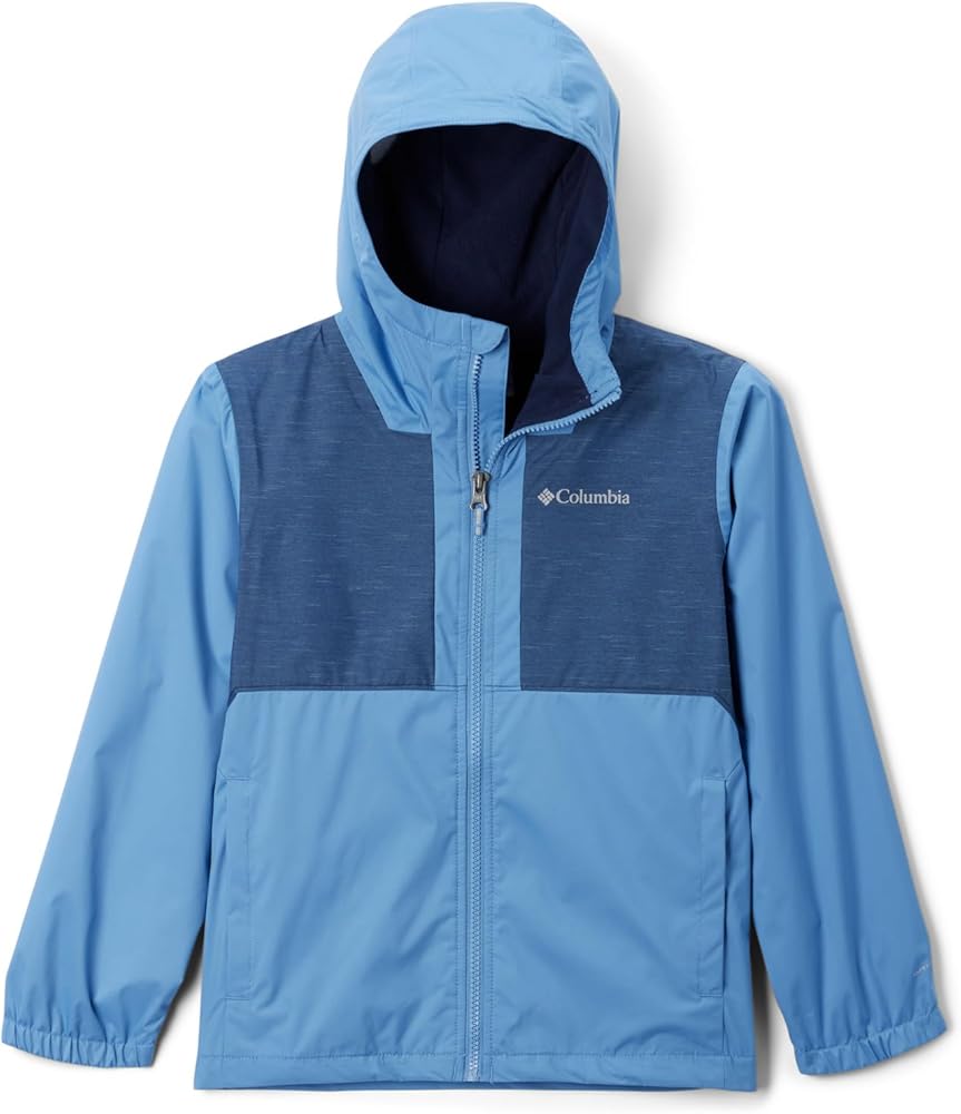 Columbia Youth Boys Rainy Trails Fleece Lined Jacket, Skyler/Collegiate Navy, Large