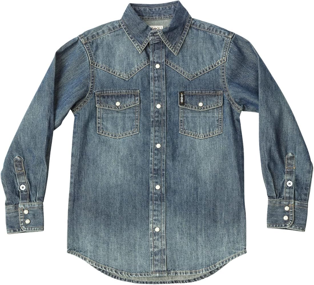 Cinch Big Boys Denim Western Shirt, Indigo, XXL