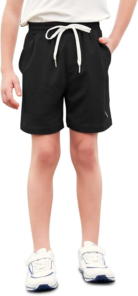 Haloumoning Boys Athletic Shorts Elastic Waist Youth Pull-On Basketball Shorts with Pockets 3-14 Years