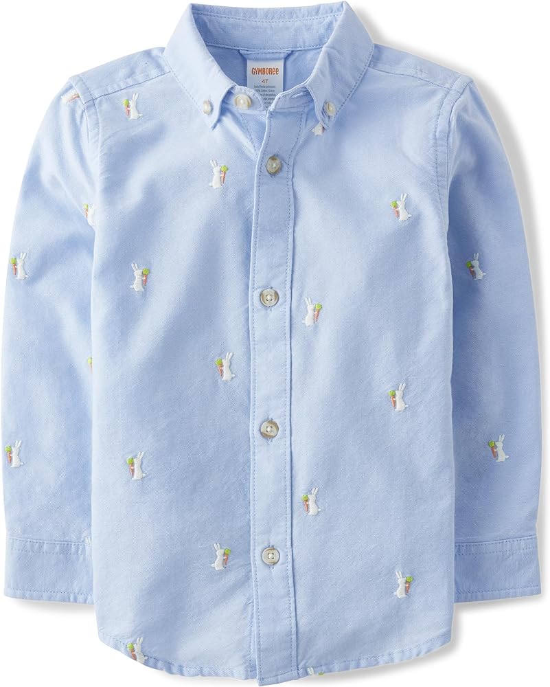 Gymboree,and Toddler Long Sleeve Button Up Shirts,Spring Blue,7