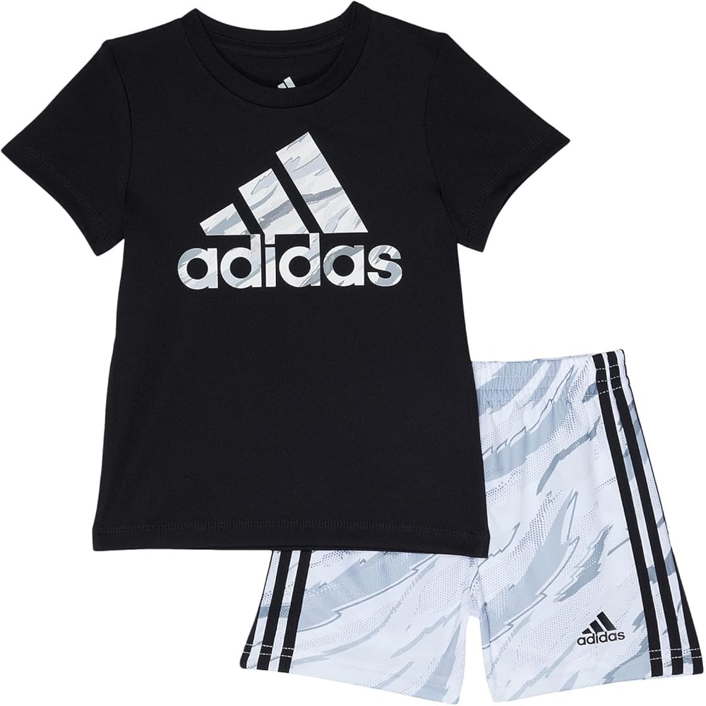 adidas boys Short Sleeve T-shirt and Printed Shorts 2-piece Set