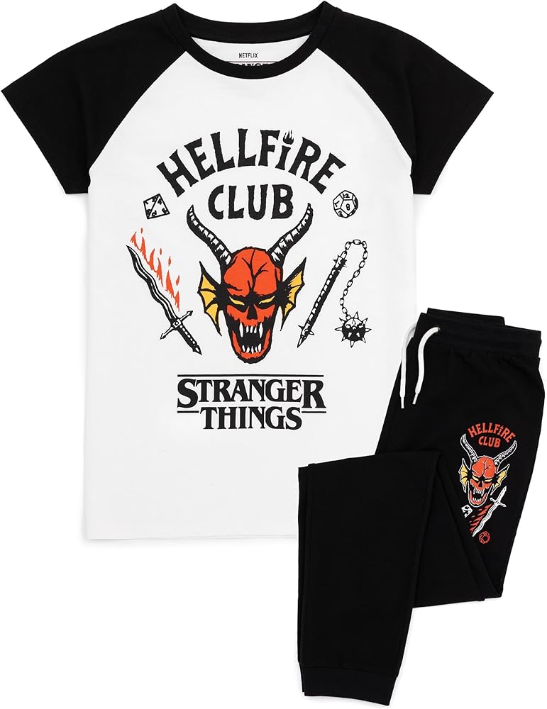 Stranger Things T-Shirt Casual Trousers Co Ord Boys Girls Hellfire Club Outfit