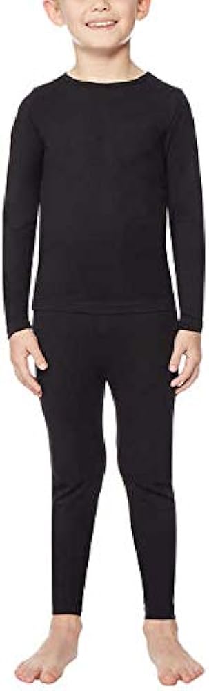 32 DEGREES Heat Unisex Kids' Base Layer Long Sleeve Crew Neck and Legging Set Black Large