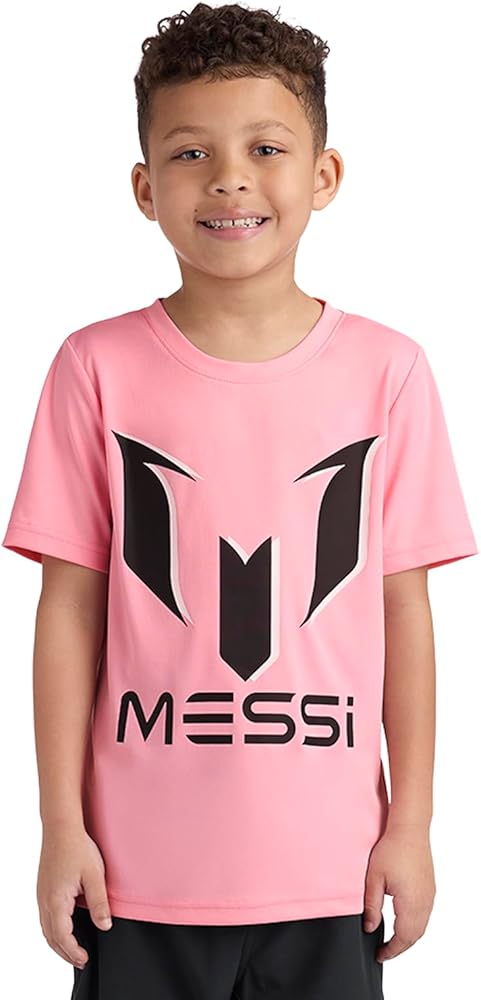 Messi Boys' Lifestyle Short Sleeve Top, Standard Shirt with Logo, Comfortable Fit